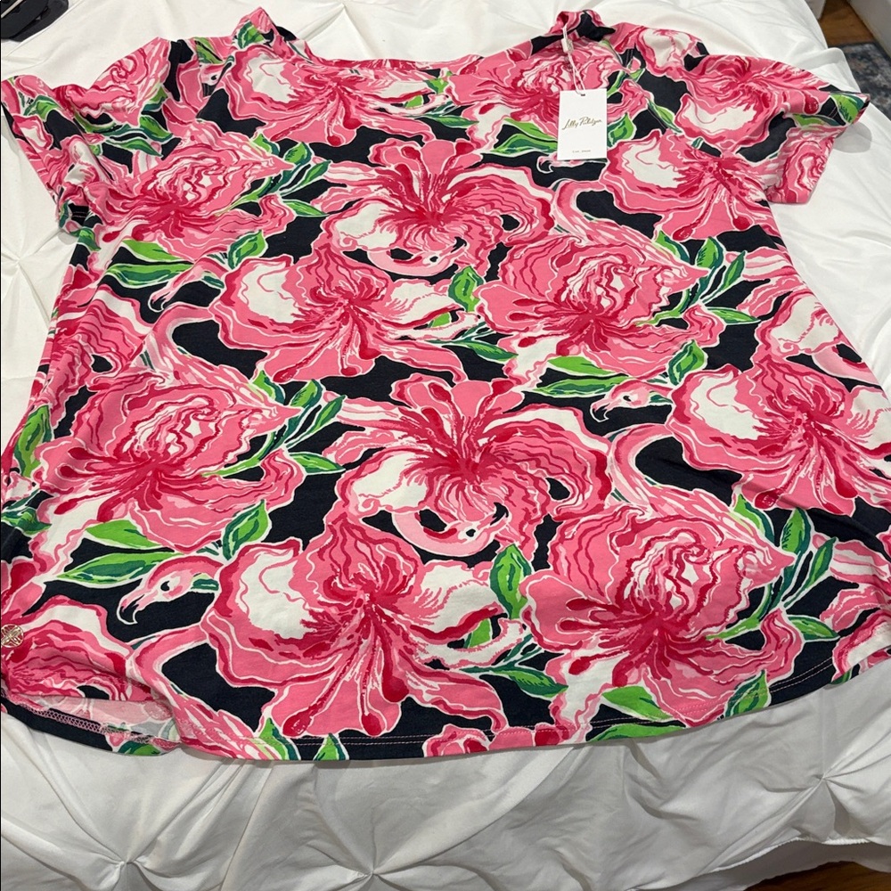 Lilly Pulitzer Pink Floral Short Sleeve Tee